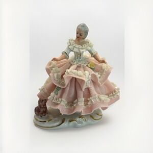 Dresden Germany Porcelain Lace Figurine - MARKED & NUMBERED - 3.5" x 4"